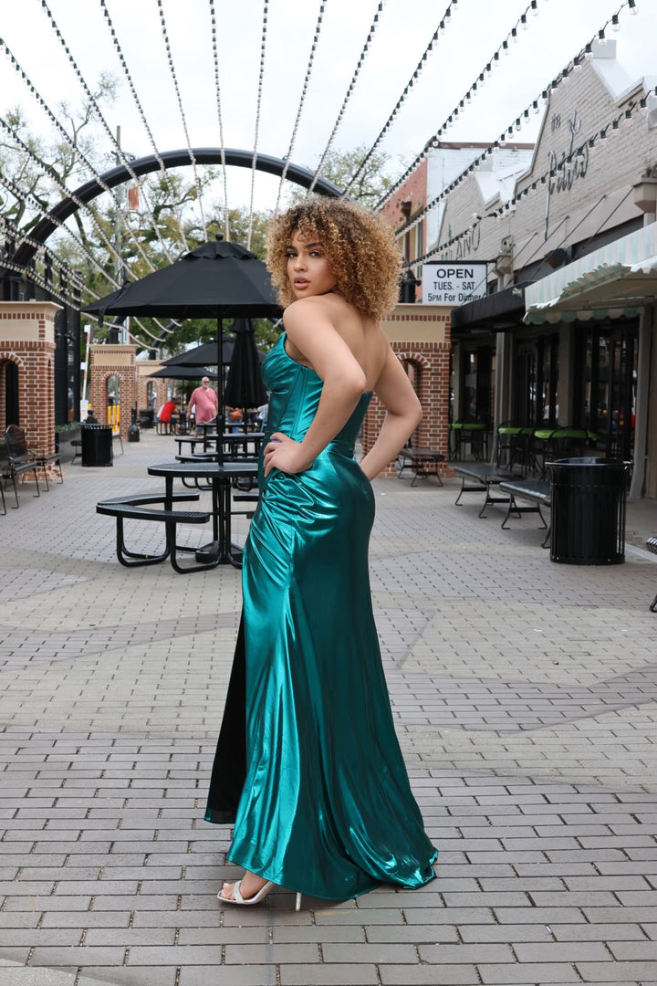 Hartlen Strapless Metallic Fitted Gown-Dresses-ladivine by cinderella-Shop with Bloom West Boutique, Women's Fashion Boutique, Located in Houma, Louisiana