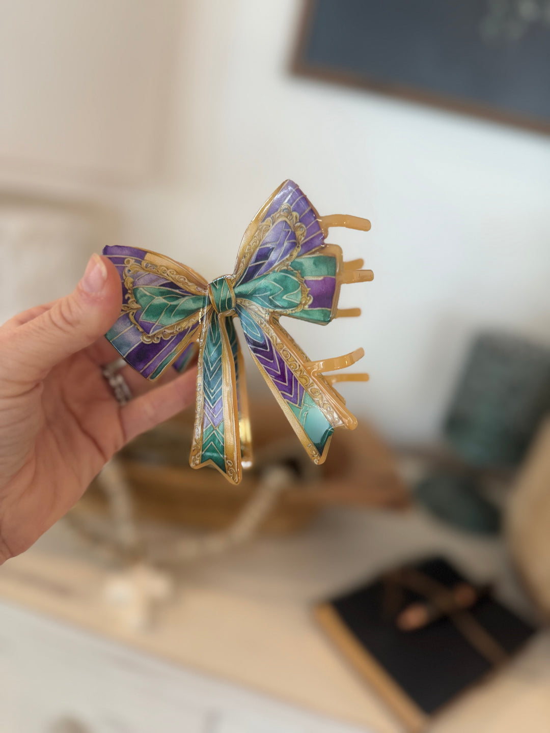 Mardi Gras Bow Claw Clip