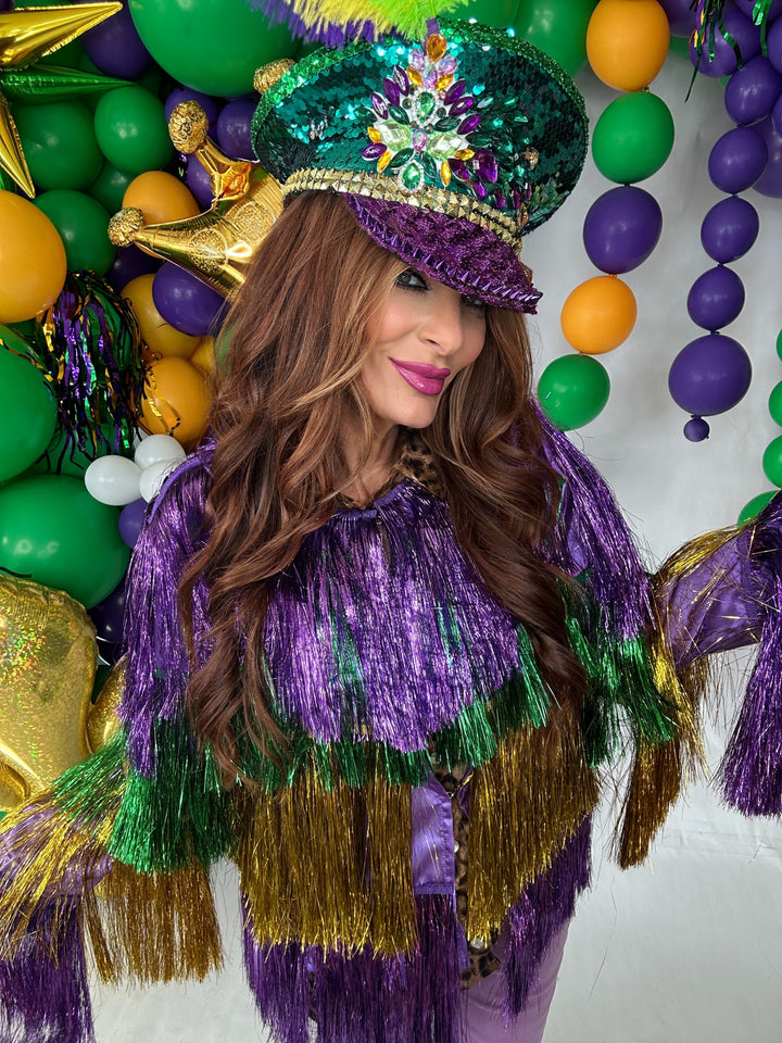 Mardi Gras tinsel jacket-SongLily-Shop with Bloom West Boutique, Women's Fashion Boutique, Located in Houma, Louisiana