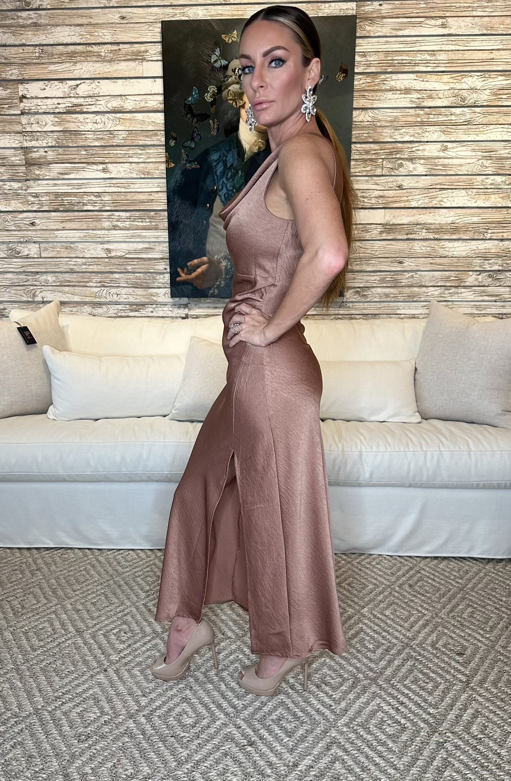Leanna Maxi Dress with Drooped Neck-Dresses-dress forum-Shop with Bloom West Boutique, Women's Fashion Boutique, Located in Houma, Louisiana