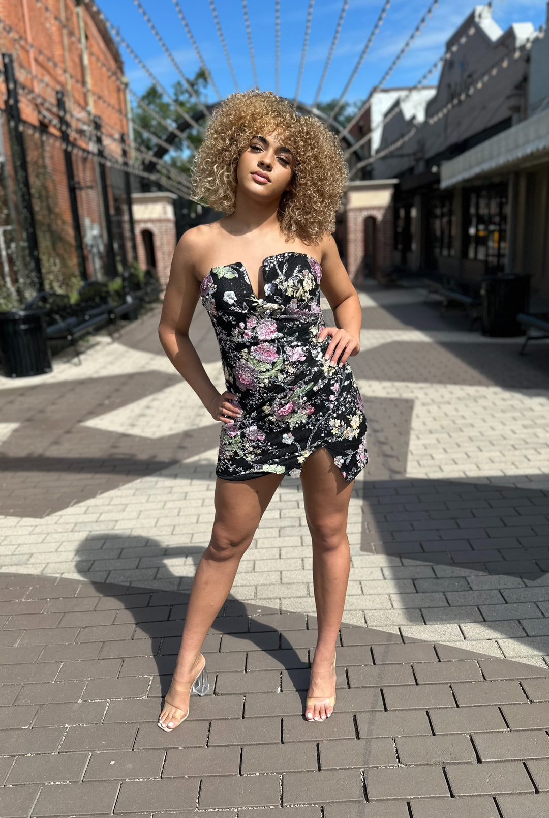 Liliana Floral and Sequin Embellished Dress-Semi Formal Dresses-Noxanabel-Shop with Bloom West Boutique, Women's Fashion Boutique, Located in Houma, Louisiana