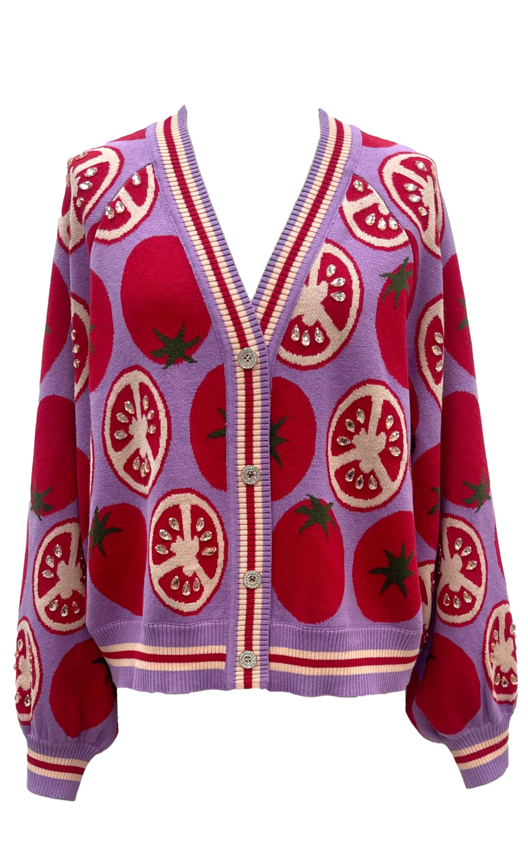 Queen of Sparkles Lavender Tomato Cardigan-Cardigans-Queen Of Sparkles-Shop with Bloom West Boutique, Women's Fashion Boutique, Located in Houma, Louisiana