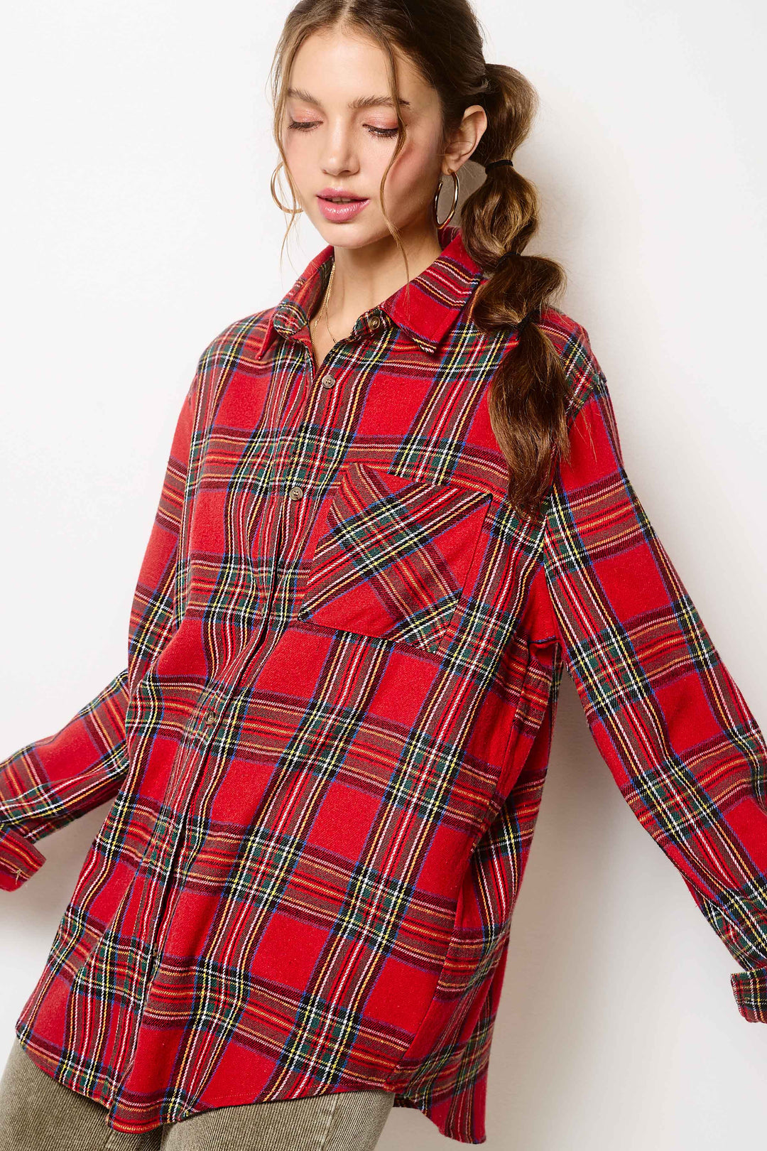 Jolly day Button Down Plaid Shirts-Tops-La Miel-Shop with Bloom West Boutique, Women's Fashion Boutique, Located in Houma, Louisiana
