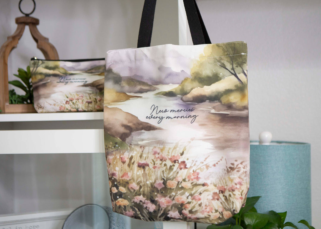 New Mercies Tote Bag | Bible Church Bag-Bible Accessories-Chosen & Cherished-Shop with Bloom West Boutique, Women's Fashion Boutique, Located in Houma, Louisiana
