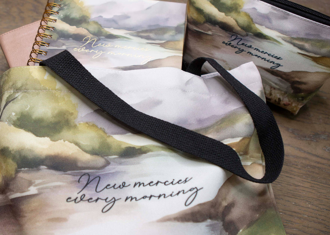 New Mercies Tote Bag | Bible Church Bag-Bible Accessories-Chosen & Cherished-Shop with Bloom West Boutique, Women's Fashion Boutique, Located in Houma, Louisiana