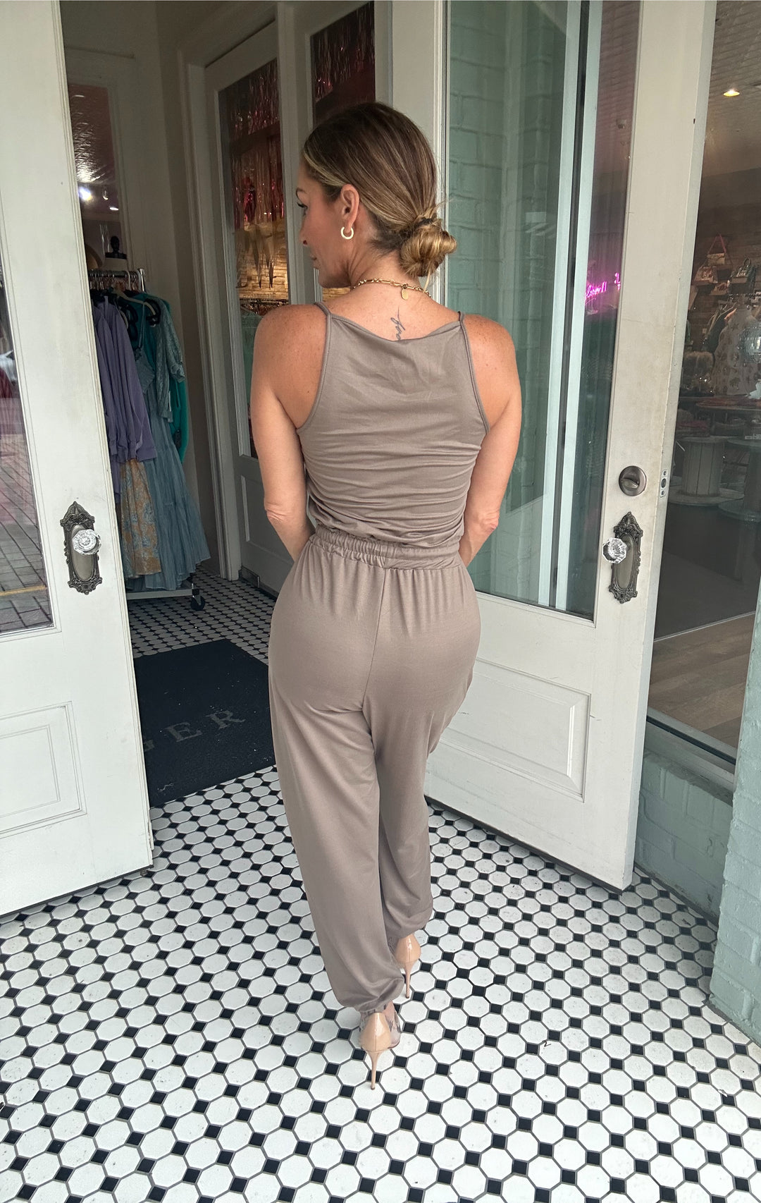 Faith Sleeveless Tie Waist Jumpsuit-Jumpsuits-Capella Apparel-Shop with Bloom West Boutique, Women's Fashion Boutique, Located in Houma, Louisiana