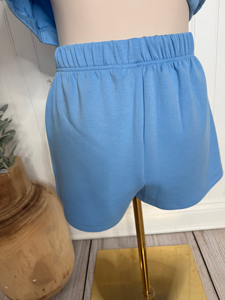 Salty Sapphire Cloud Fleece Bottoms-Shorts-Vintage Havana-Shop with Bloom West Boutique, Women's Fashion Boutique, Located in Houma, Louisiana