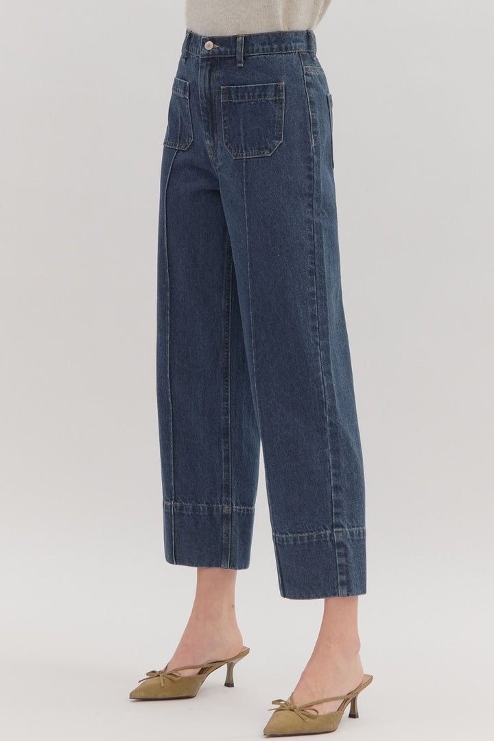Everly Wide Legs Denim Jeans-Pants-Entro-Shop with Bloom West Boutique, Women's Fashion Boutique, Located in Houma, Louisiana