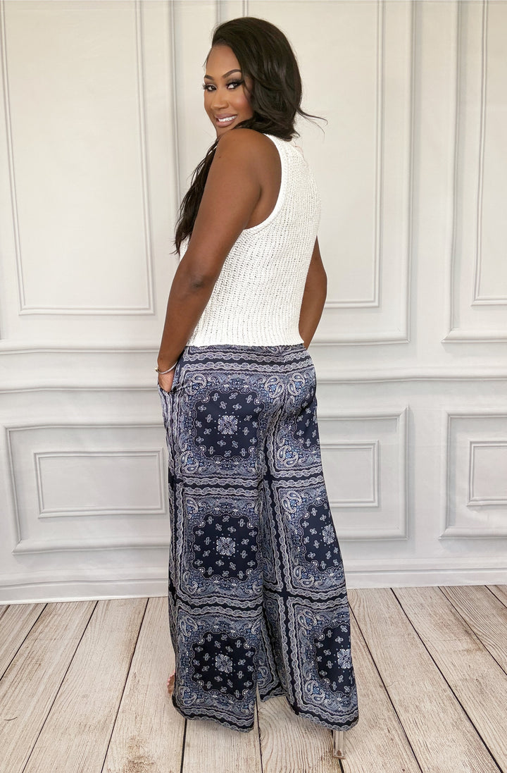 Bandana Baddie Pants-Pants-skies are blue-Shop with Bloom West Boutique, Women&