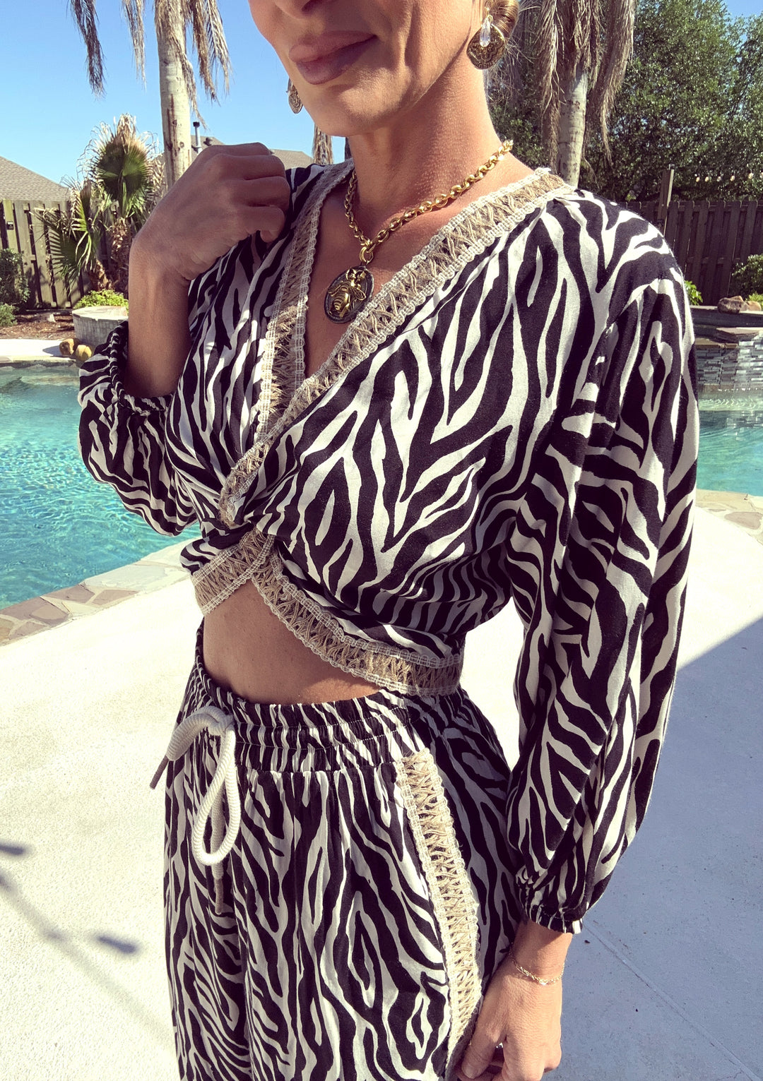 Vintage Havana Animal Print Twist Top and Matching Pants-Two Piece Set-Vintage Havana-Shop with Bloom West Boutique, Women's Fashion Boutique, Located in Houma, Louisiana
