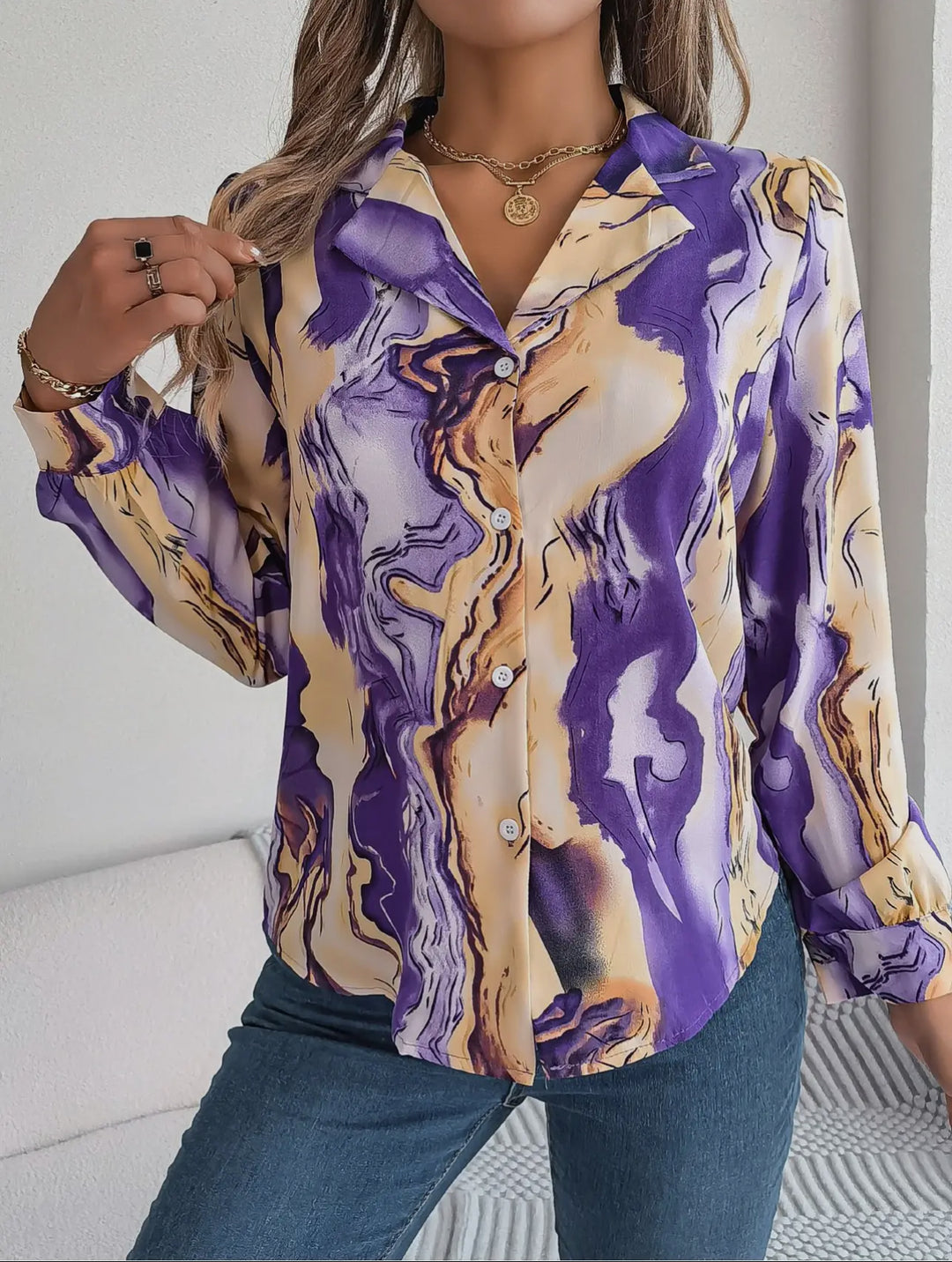 Abbi Relaxed Striped Collar Top-Long Sleeves-Hidden Brand-Shop with Bloom West Boutique, Women's Fashion Boutique, Located in Houma, Louisiana