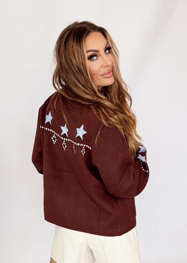 THML Knitted Star Detail Cardigan-Cardigans-THML-Shop with Bloom West Boutique, Women's Fashion Boutique, Located in Houma, Louisiana