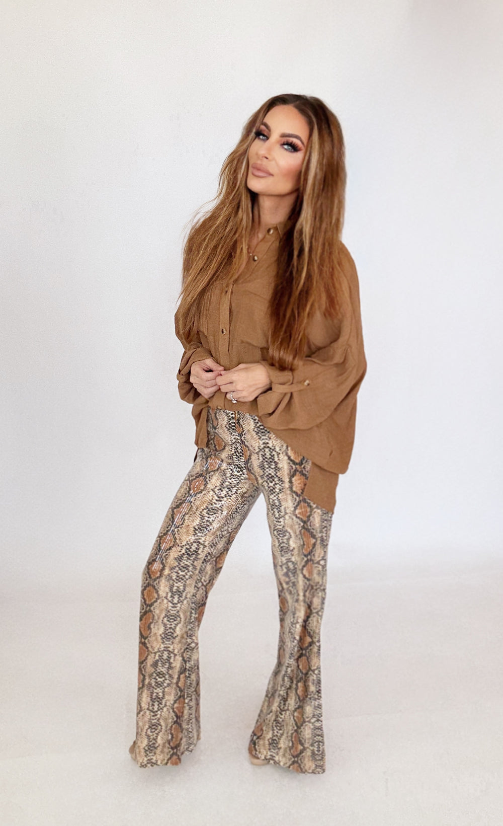 Bronzed Boa Python Pants-Pants-skies are blue-Shop with Bloom West Boutique, Women's Fashion Boutique, Located in Houma, Louisiana