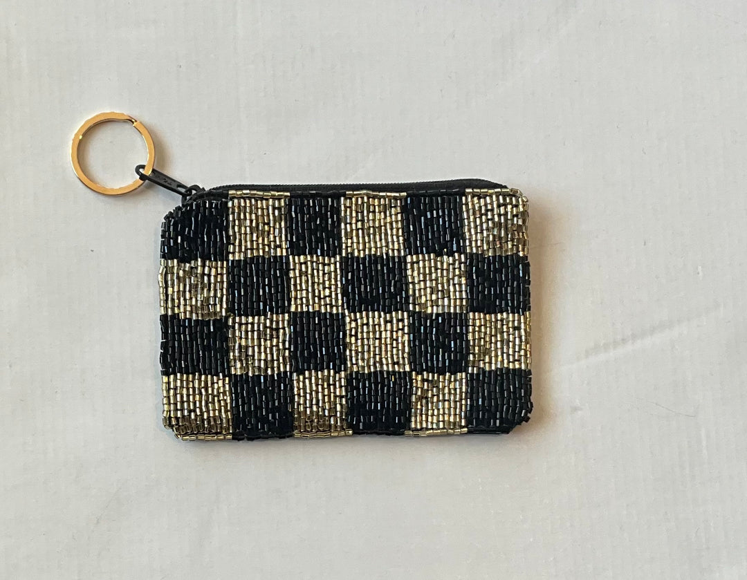 Checkered Black/Gold Keychain pouch-Keychains-Treasure Jewels-Shop with Bloom West Boutique, Women's Fashion Boutique, Located in Houma, Louisiana