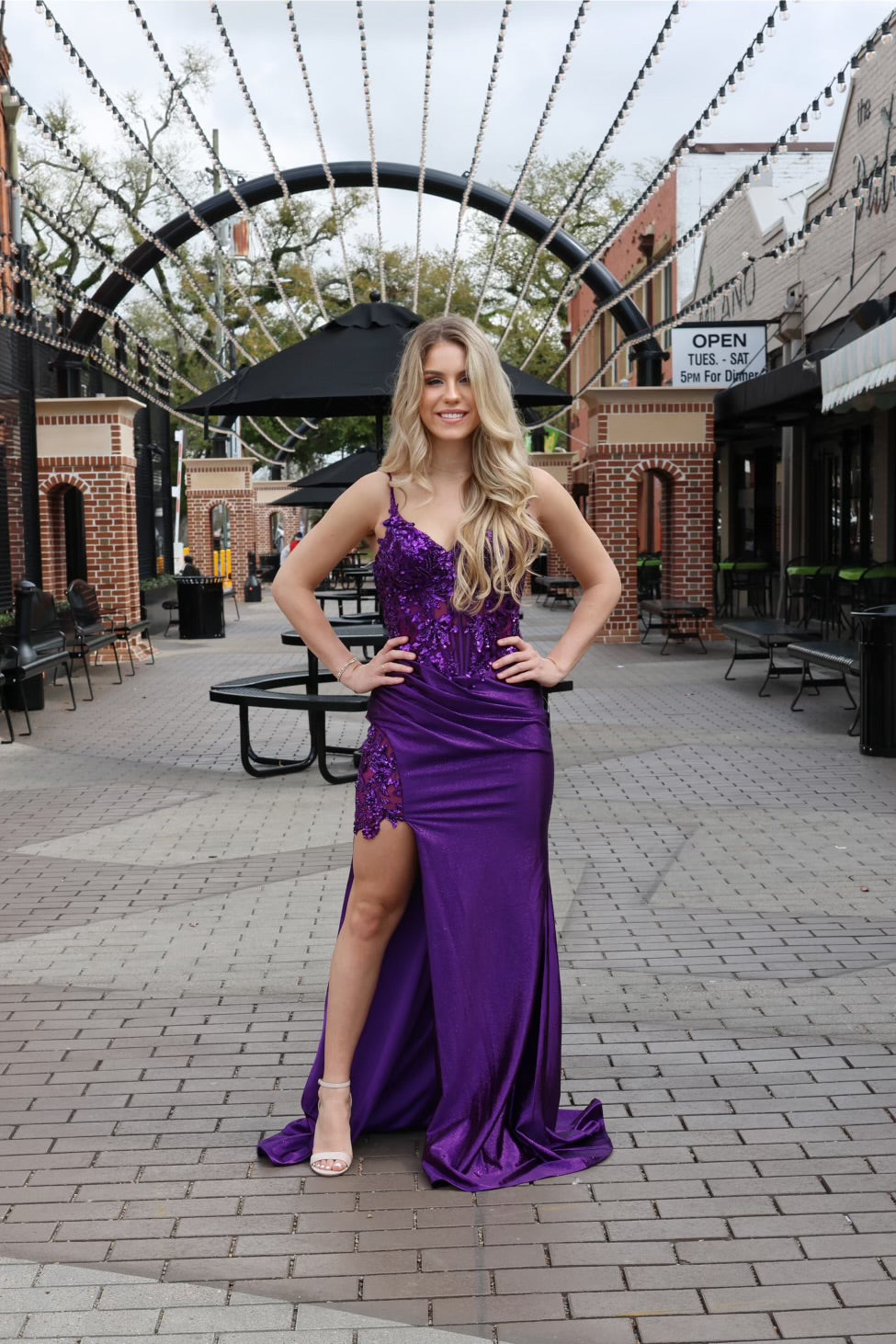 Katanna Stretch Satin Glitter & Lace Fitted Gown-Formal Gowns-17 young dress-Shop with Bloom West Boutique, Women's Fashion Boutique, Located in Houma, Louisiana