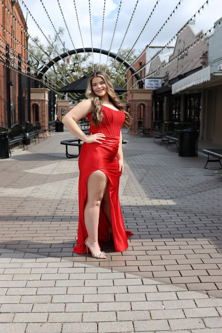 Bailey Embellished Corset Satin Gown-Dresses-Ruby Prom-Shop with Bloom West Boutique, Women's Fashion Boutique, Located in Houma, Louisiana