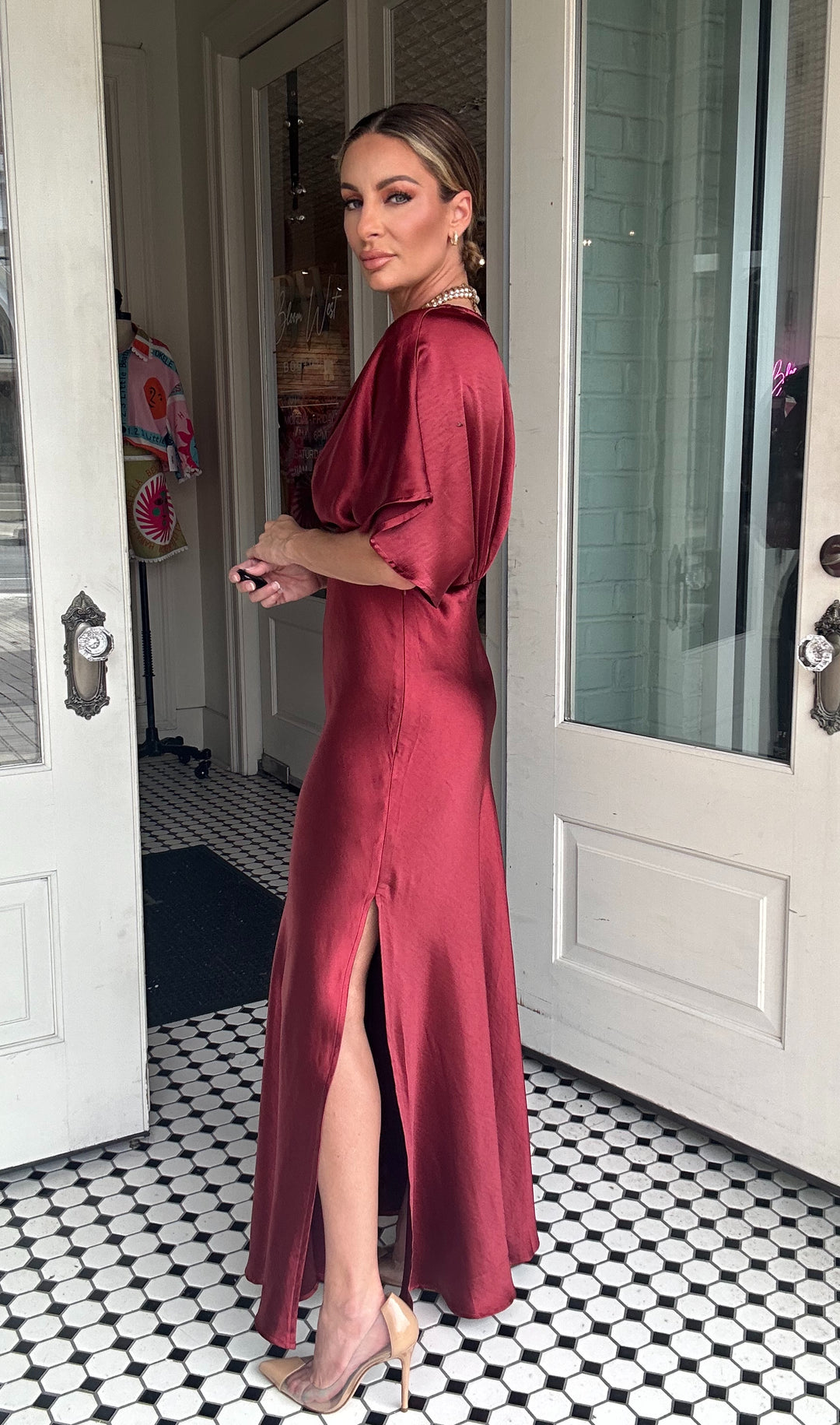 Eve Short Sleeve Woven Maxi Dress-Dresses-dress forum-Shop with Bloom West Boutique, Women's Fashion Boutique, Located in Houma, Louisiana