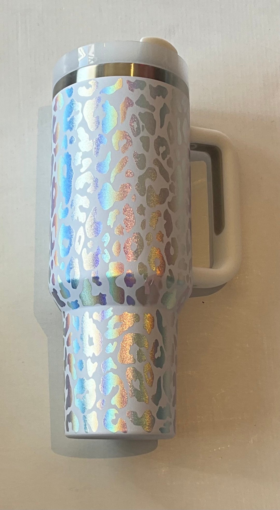 Holographic Leopard Print Tumbler White-Tumblers-Bloom West Boutique-Shop with Bloom West Boutique, Women's Fashion Boutique, Located in Houma, Louisiana