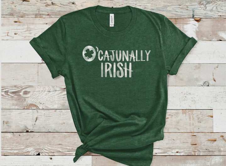 O'Cajunally Irish St Patrick's Day Tee-Graphic Tees-Pink House On River Road-Shop with Bloom West Boutique, Women's Fashion Boutique, Located in Houma, Louisiana