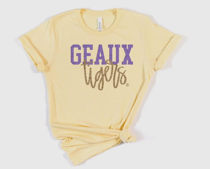 Geaux Tiger Glitter Shirt-Graphic Tees-Geauxing Southern Boutique-Shop with Bloom West Boutique, Women's Fashion Boutique, Located in Houma, Louisiana