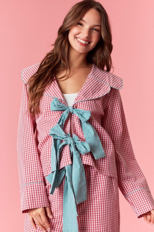 The Yuletide Bow Set-Pajamas-Peach Love-Shop with Bloom West Boutique, Women's Fashion Boutique, Located in Houma, Louisiana