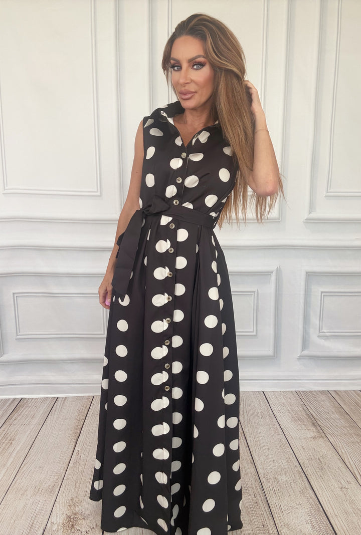 The Park Avenue Polka Dot Shirt Dress-Maxi Dresses-JADE BY JANE-Shop with Bloom West Boutique, Women&