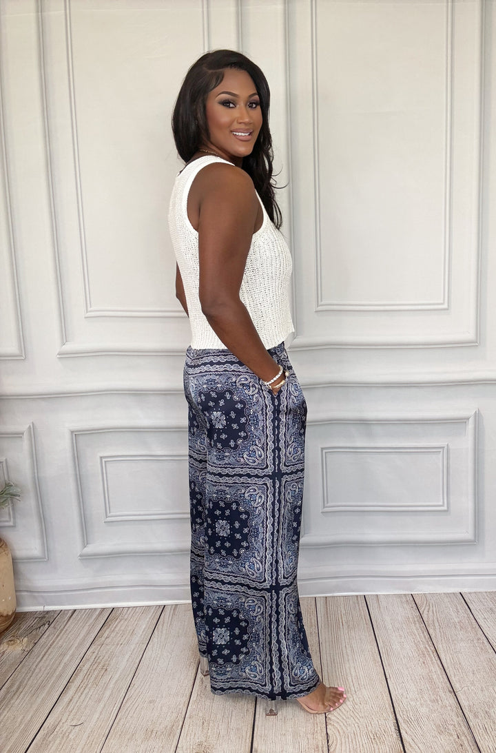 Bandana Baddie Pants-Pants-skies are blue-Shop with Bloom West Boutique, Women&