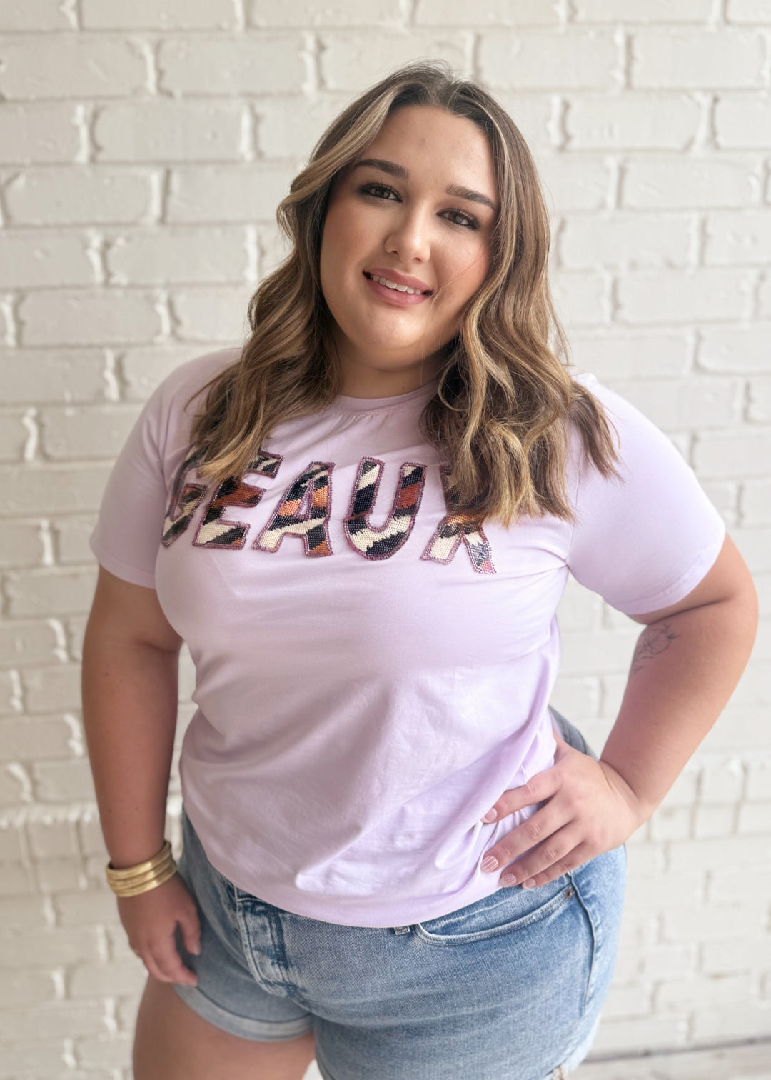 GEAUX Sequin Tiger Print T Shirt-Graphic Tees-Bloom West Boutique Custom-Shop with Bloom West Boutique, Women's Fashion Boutique, Located in Houma, Louisiana
