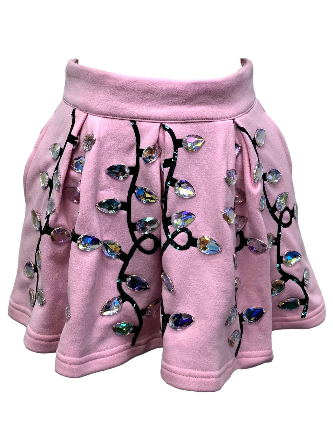 Queen of Sparkles Light Pink Clear Jeweled Christmas Light Skort-Skort-Queen Of Sparkles-Shop with Bloom West Boutique, Women's Fashion Boutique, Located in Houma, Louisiana