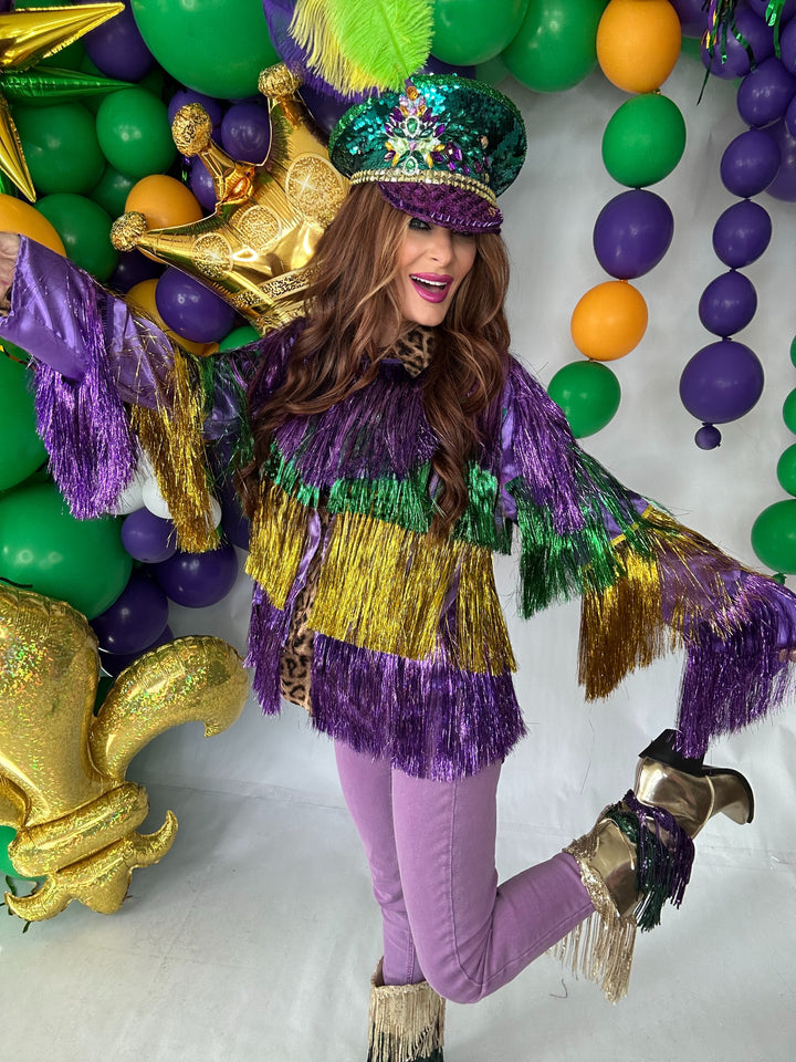 Mardi Gras tinsel jacket-SongLily-Shop with Bloom West Boutique, Women's Fashion Boutique, Located in Houma, Louisiana