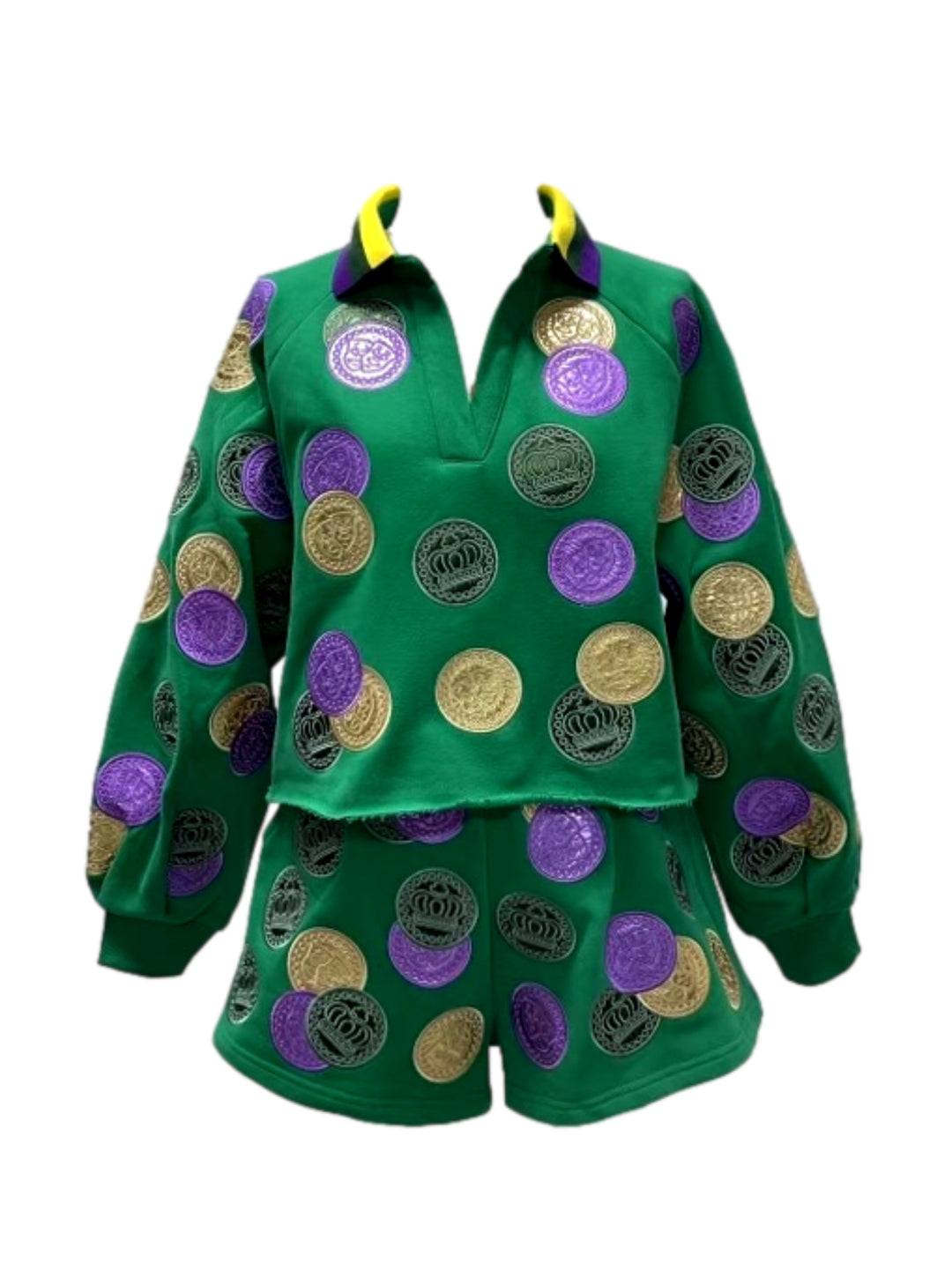 Queen of Sparkles Green MG Dabloons Sweatshirt-QOS Tops-Queen Of Sparkles-Shop with Bloom West Boutique, Women's Fashion Boutique, Located in Houma, Louisiana