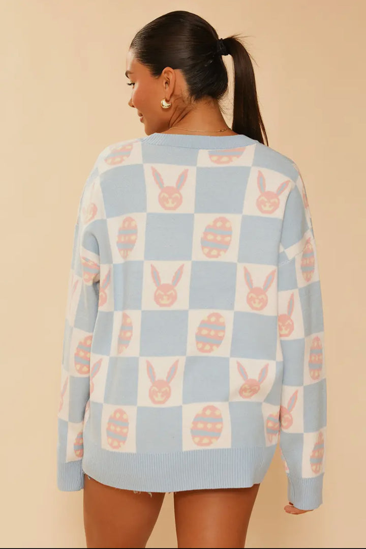 Easter Bunny Check Cardigan-Cardigans-Miss Sparkling-Shop with Bloom West Boutique, Women's Fashion Boutique, Located in Houma, Louisiana