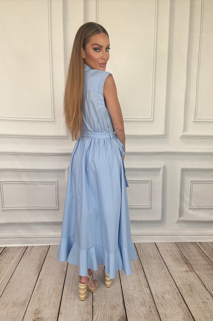 Liberty Chambray Tie Dress-Midi Dresses-Entro-Shop with Bloom West Boutique, Women&
