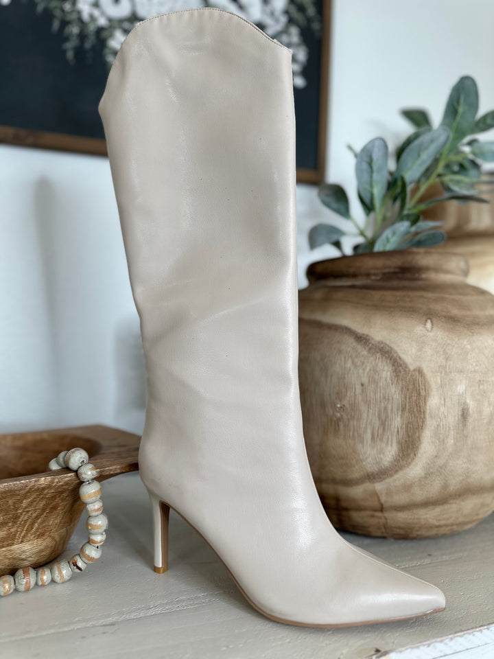 Fiora Heeled Boot Cream-Boots-Chinese Laundry-Shop with Bloom West Boutique, Women's Fashion Boutique, Located in Houma, Louisiana