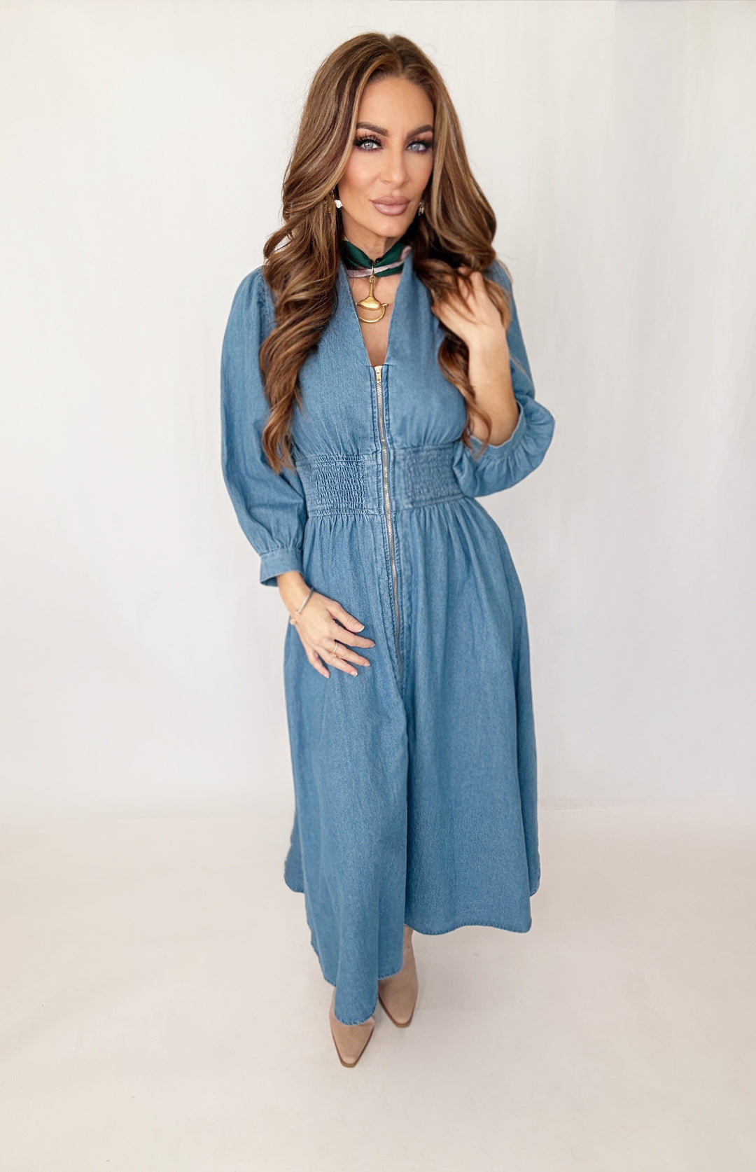 Blue Kiss Zip Dress-Dresses-Entro-Shop with Bloom West Boutique, Women's Fashion Boutique, Located in Houma, Louisiana