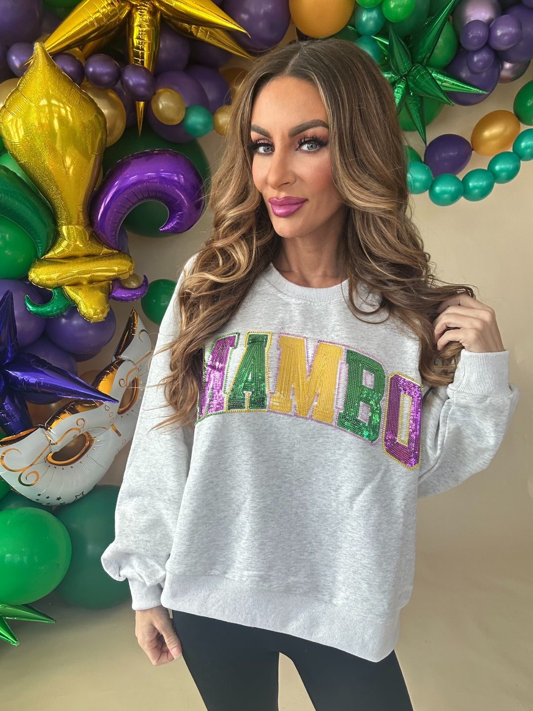 Queen Of Sparkles Mambo Mardi Sweatshirt-QOS Tops-Queen Of Sparkles-Shop with Bloom West Boutique, Women's Fashion Boutique, Located in Houma, Louisiana