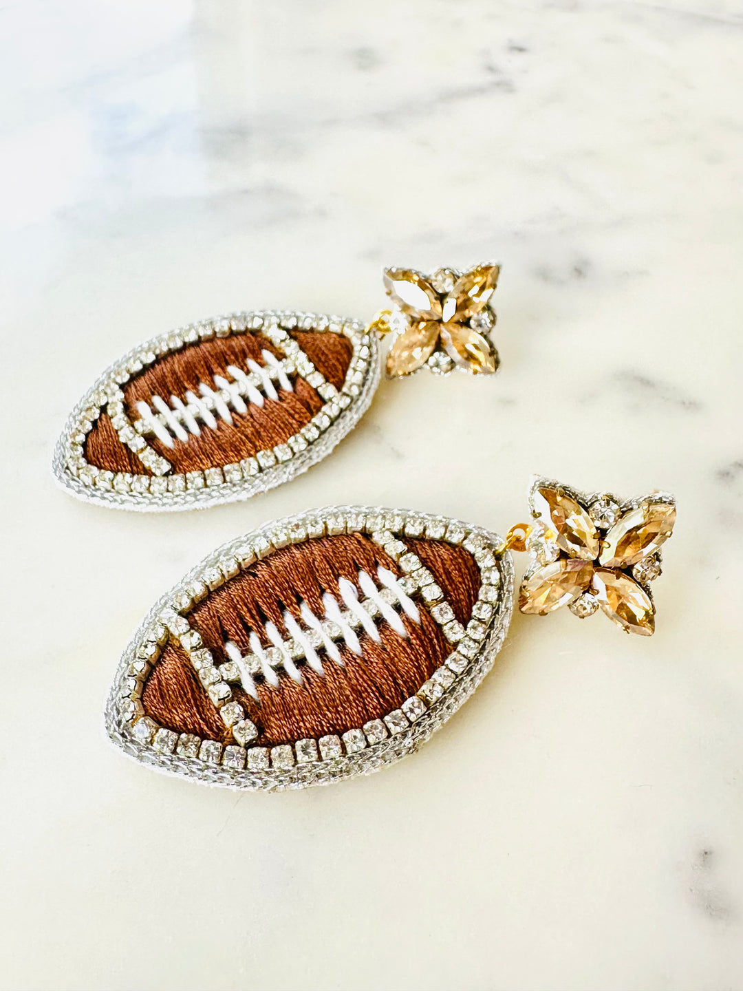 Game Day Large Brown and Gold Earrings-Accessories-Golden Lily-Shop with Bloom West Boutique, Women's Fashion Boutique, Located in Houma, Louisiana