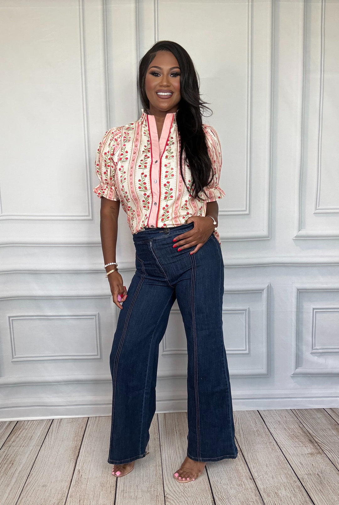 Ruby Rose Ruffle Collar Top-Tops-Entro-Shop with Bloom West Boutique, Women's Fashion Boutique, Located in Houma, Louisiana
