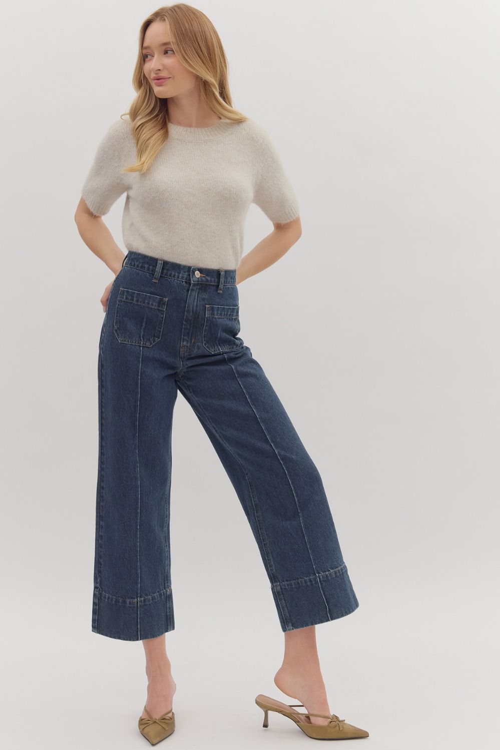 Everly Wide Legs Denim Jeans-Pants-Entro-Shop with Bloom West Boutique, Women's Fashion Boutique, Located in Houma, Louisiana