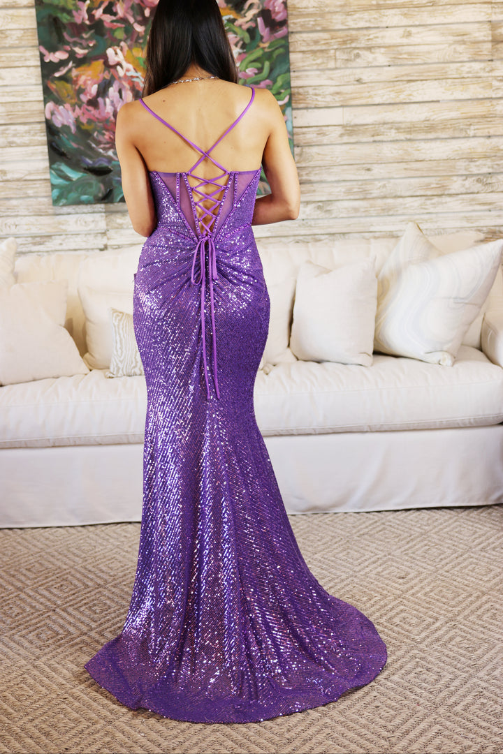 Bray Iridescent Sequin Corset Gown-Dresses-17 young dress-Shop with Bloom West Boutique, Women's Fashion Boutique, Located in Houma, Louisiana