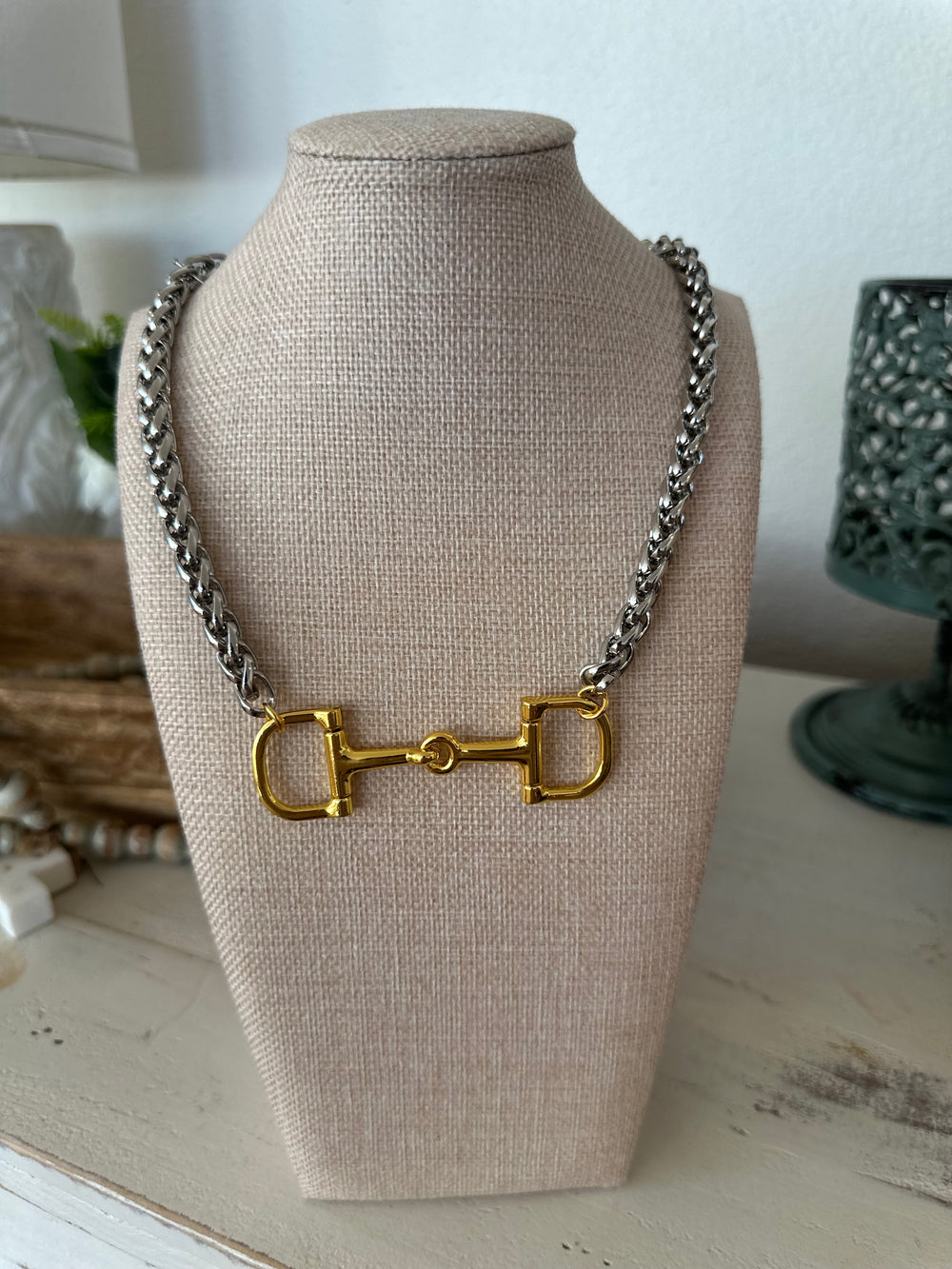 Erin Knight Large Gold Silver Thick Chain Horse Bit Necklace-Necklaces-Erin Knight Designs-Shop with Bloom West Boutique, Women's Fashion Boutique, Located in Houma, Louisiana