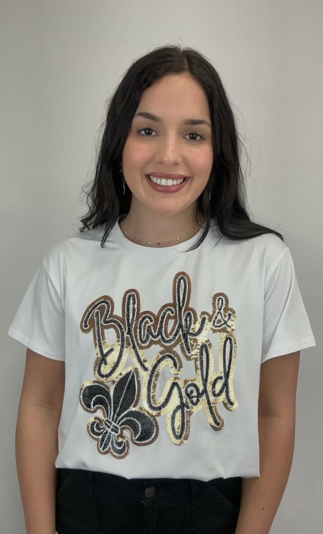 Black and Gold women’s sequin design-Graphic Tees-Bomb Designs-Shop with Bloom West Boutique, Women's Fashion Boutique, Located in Houma, Louisiana