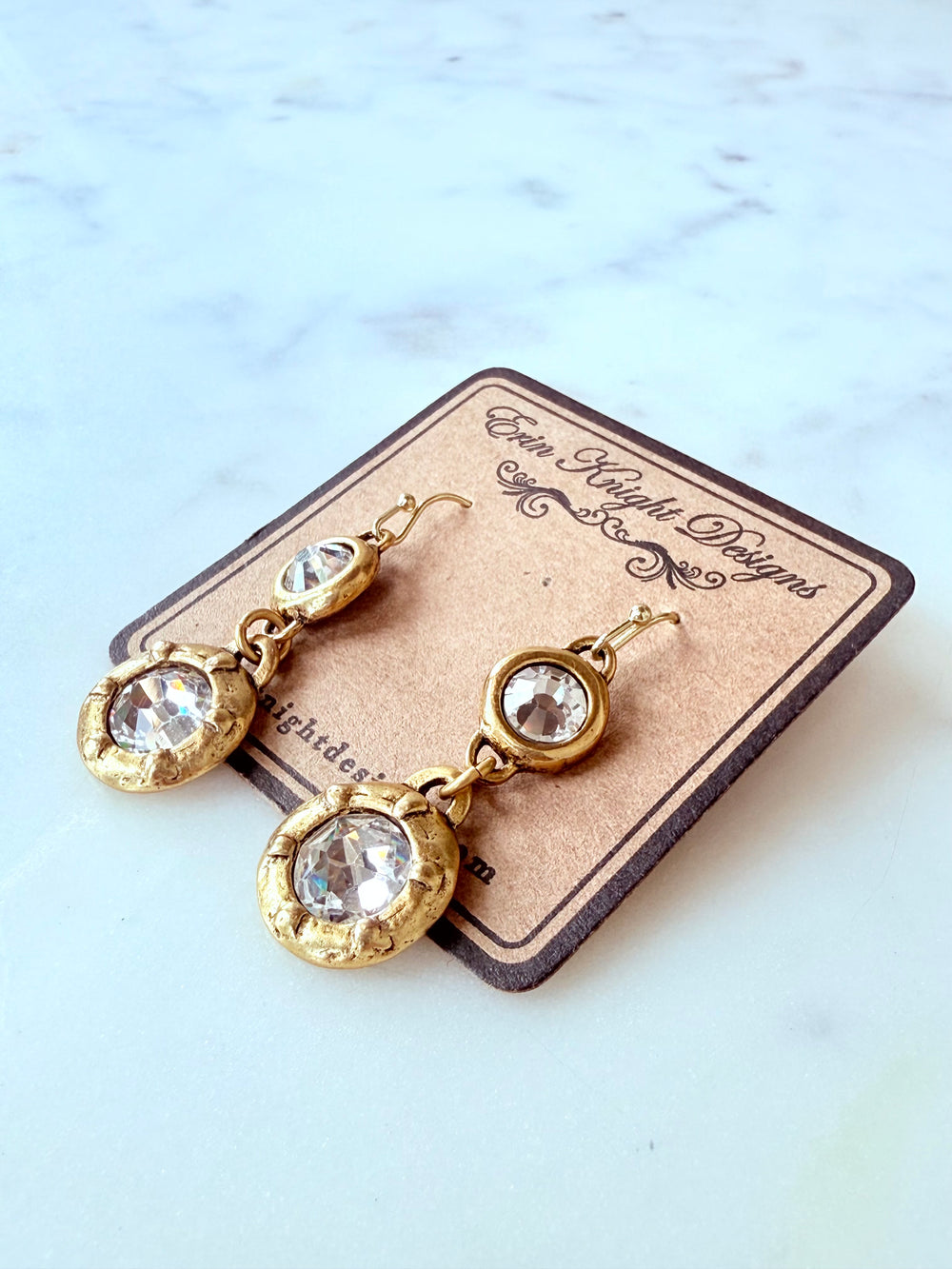 Erin Knight Gold Plated Swarovski Crystal Earrings-Earrings-Erin Knight Designs-Shop with Bloom West Boutique, Women's Fashion Boutique, Located in Houma, Louisiana
