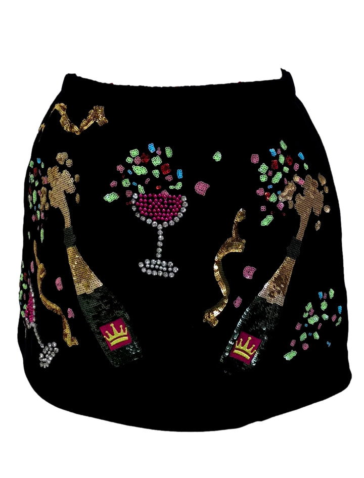 Queen Of Sparkles Champagne Bottle And Coupe Skort-QOS Bottoms-Queen Of Sparkles-Shop with Bloom West Boutique, Women's Fashion Boutique, Located in Houma, Louisiana