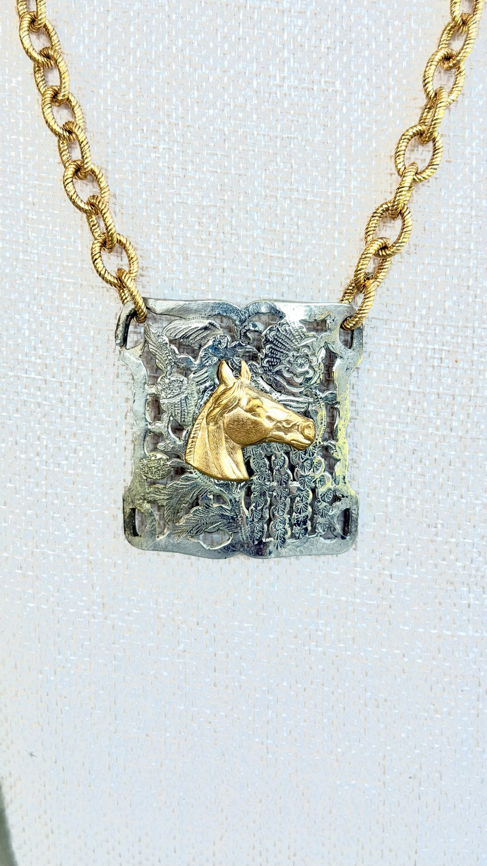 Erin Knight Vintage Gold Rope Necklace With Horse Pendant-Jewelry-Erin Knight Designs-Shop with Bloom West Boutique, Women's Fashion Boutique, Located in Houma, Louisiana