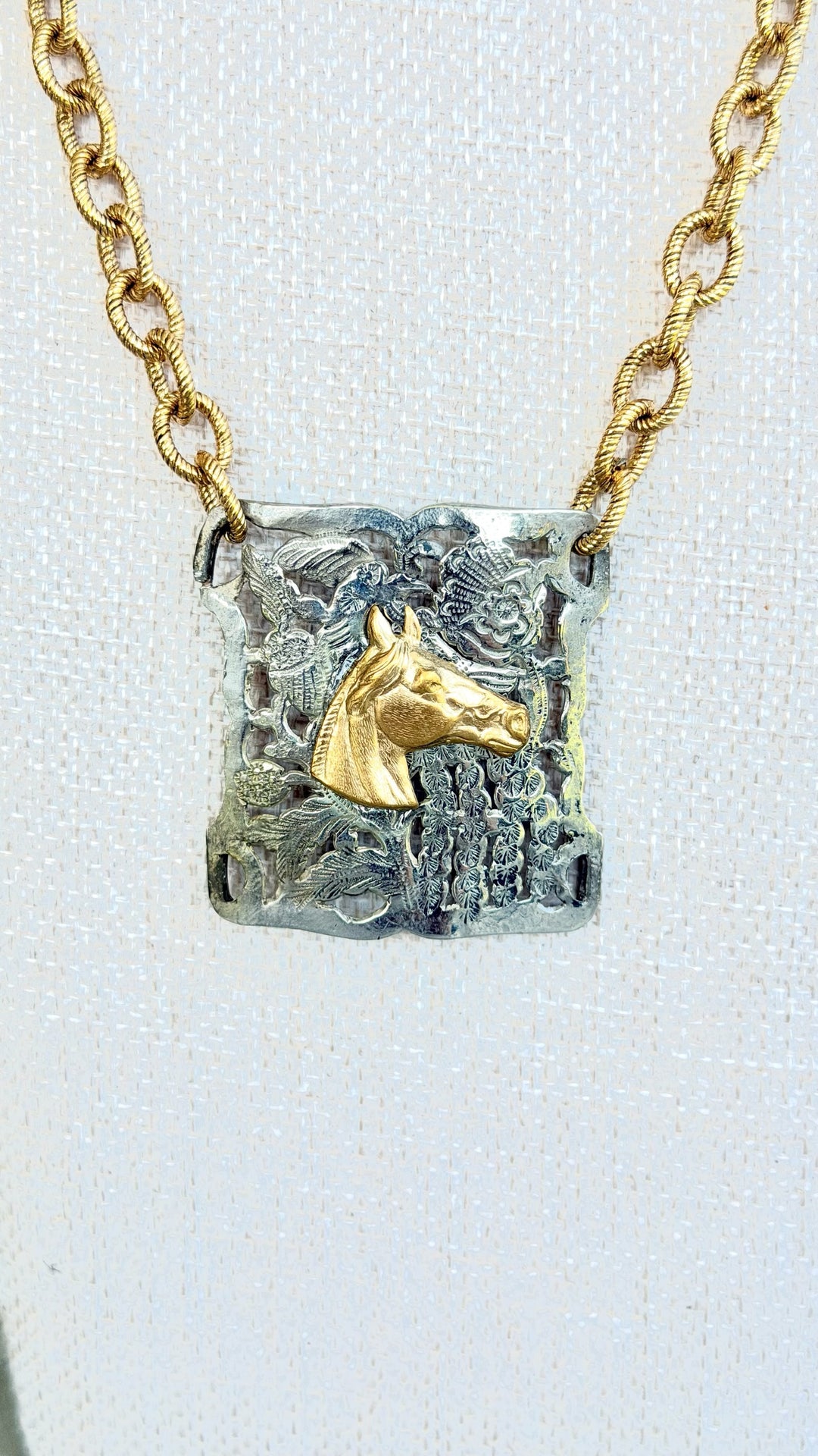 Erin Knight Vintage Gold Rope Necklace With Horse Pendant-Jewelry-Erin Knight Designs-Shop with Bloom West Boutique, Women&