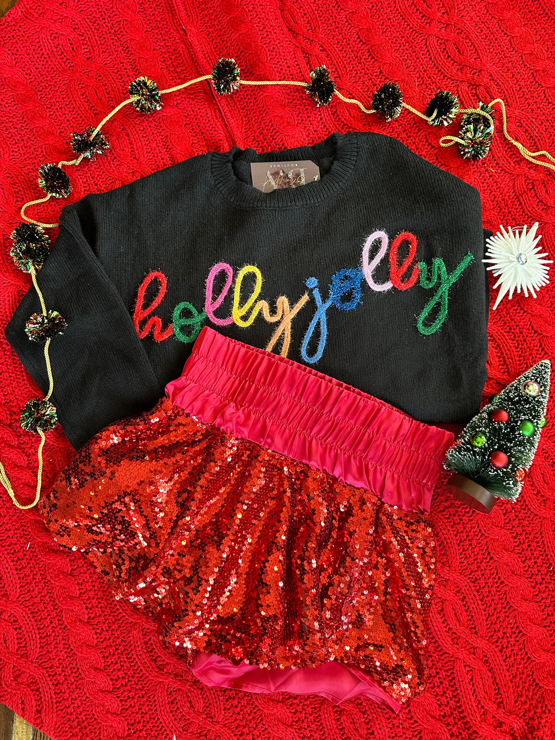 Holly Jolly Christmas Sweater-Sweaters-#N/A-Shop with Bloom West Boutique, Women's Fashion Boutique, Located in Houma, Louisiana