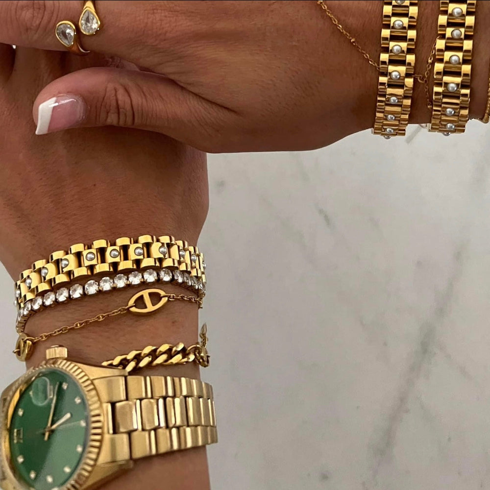 PEARL GOLD WATCH BAND BRACELET-Chansuttpearls-Shop with Bloom West Boutique, Women's Fashion Boutique, Located in Houma, Louisiana