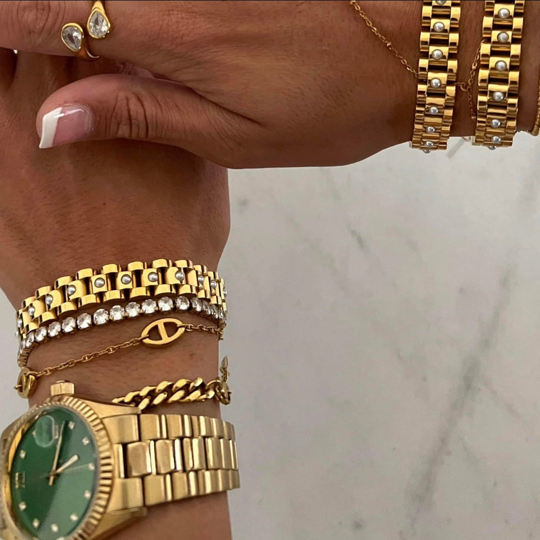 PEARL GOLD WATCH BAND BRACELET-Chansuttpearls-Shop with Bloom West Boutique, Women&
