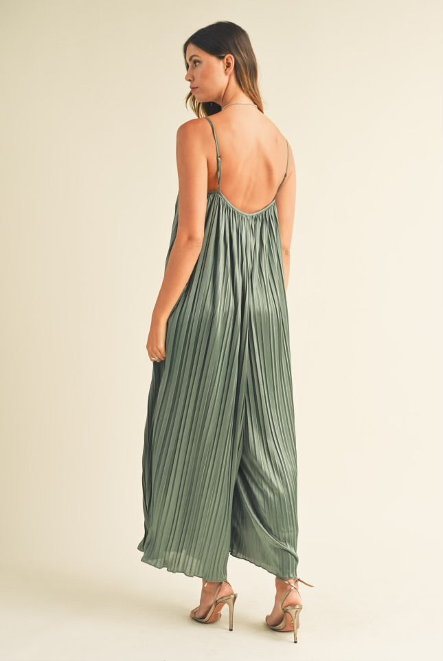 Alani Sleeveless Pleated Wide Leg Jumpsuit-Jumpsuits-mable-Shop with Bloom West Boutique, Women's Fashion Boutique, Located in Houma, Louisiana